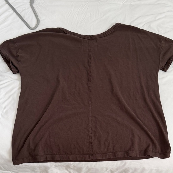 Aerie Dark Brown V-Neck Short Sleeve Tee - Picture 3 of 3